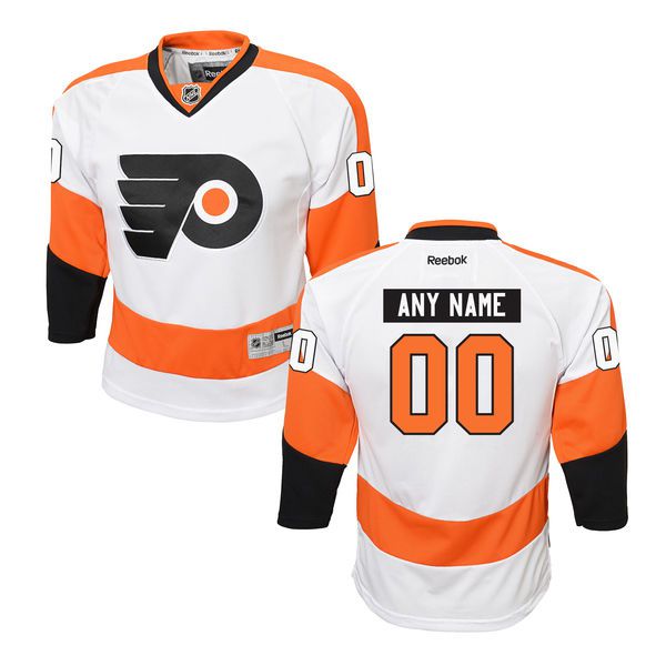 Youth Philadelphia Flyers Reebok White Custom Premier Away NHL Jersey->customized nhl jersey->Custom Jersey